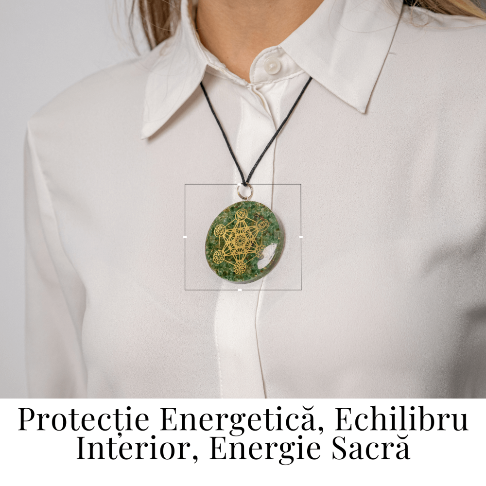 Pandantiv Orgon Verde cu Simbol Metatron – Protectie Energetica, Echilibru si Conexiune Sacra [2]