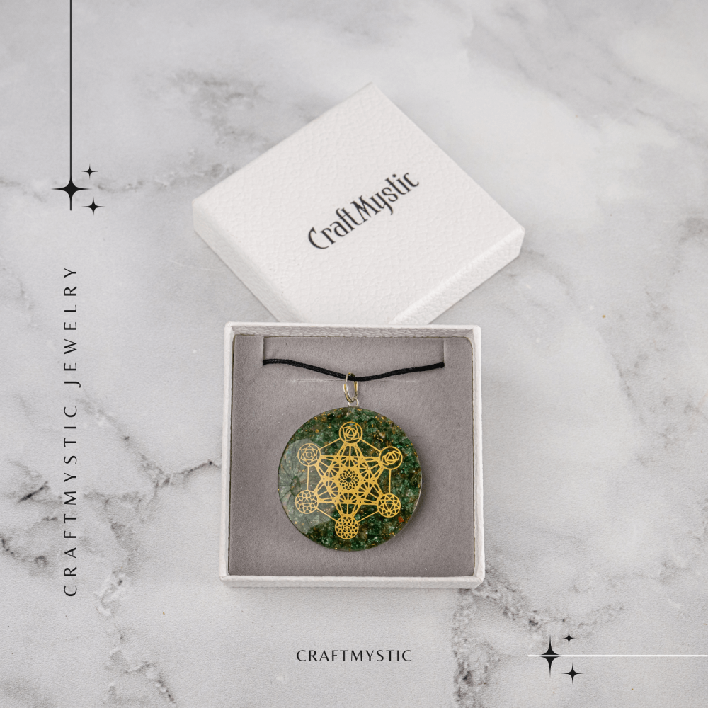 Pandantiv Orgon Verde cu Simbol Metatron – Protectie Energetica, Echilibru si Conexiune Sacra [7]