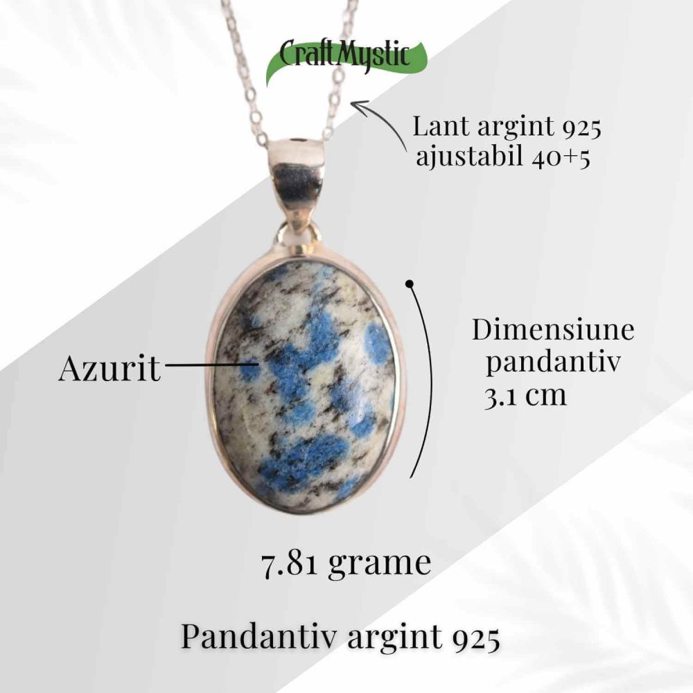 Colier cu piatra de Azurit natural si Argint 925, 9.90 gr – Claritate Mentala si Intuitie Amplificata [5]