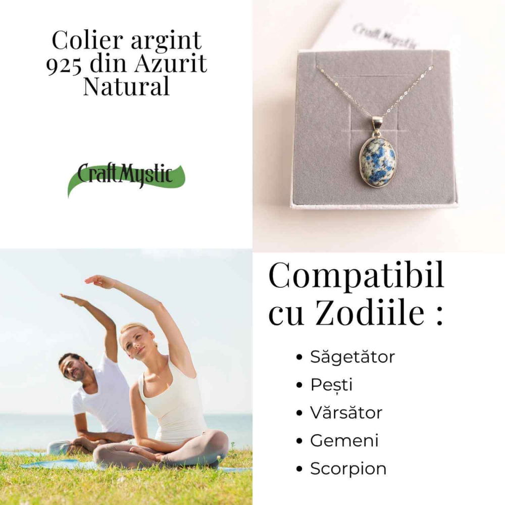 Colier cu piatra de Azurit natural si Argint 925, 9.90 gr – Claritate Mentala si Intuitie Amplificata [4]