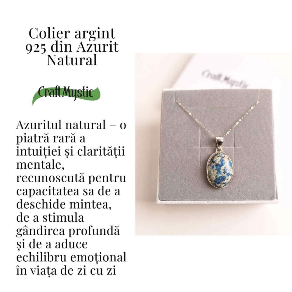 Colier cu piatra de Azurit natural si Argint 925, 9.90 gr – Claritate Mentala si Intuitie Amplificata [3]