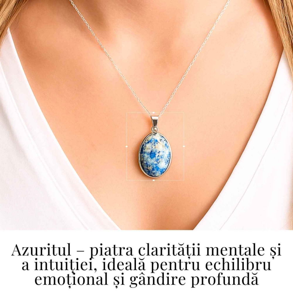Colier cu piatra de Azurit natural si Argint 925, 9.90 gr – Claritate Mentala si Intuitie Amplificata [2]
