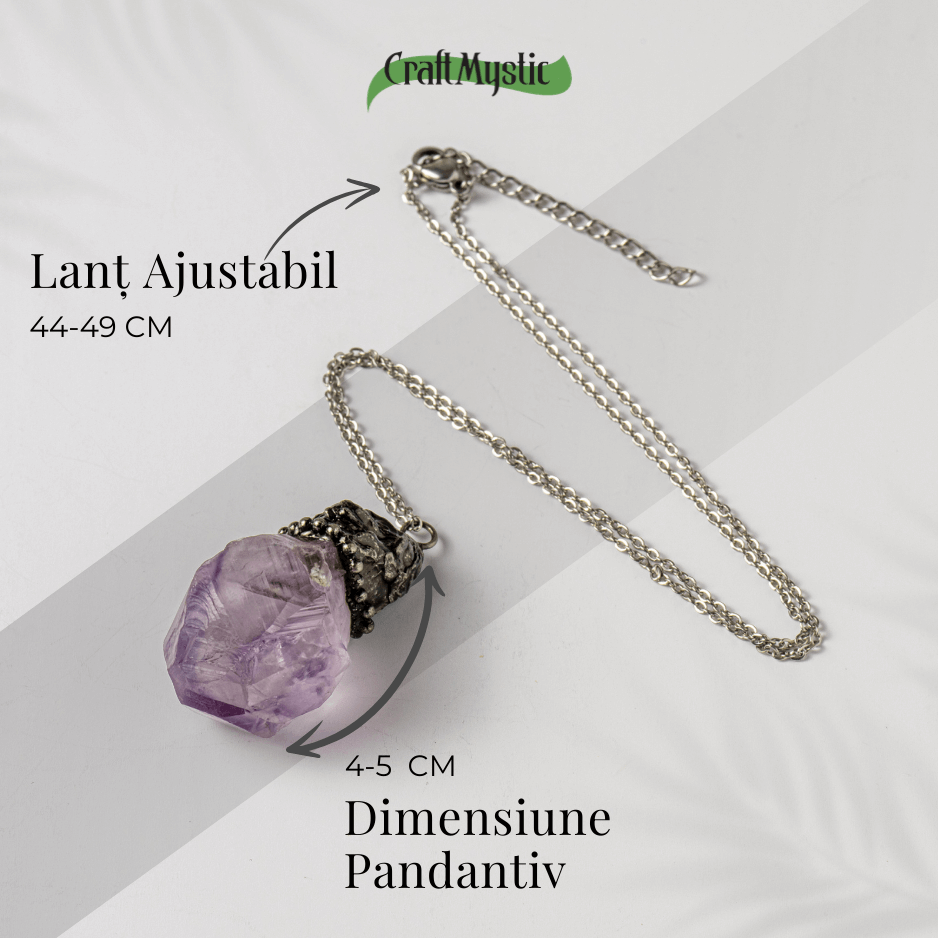 Colier vintage varf Ametist Brut – Claritate Mentala si Protectie [3]