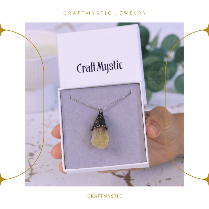 Colier ajustabil vintage cu pandantiv varf de citrin - Energie si Succes [4]