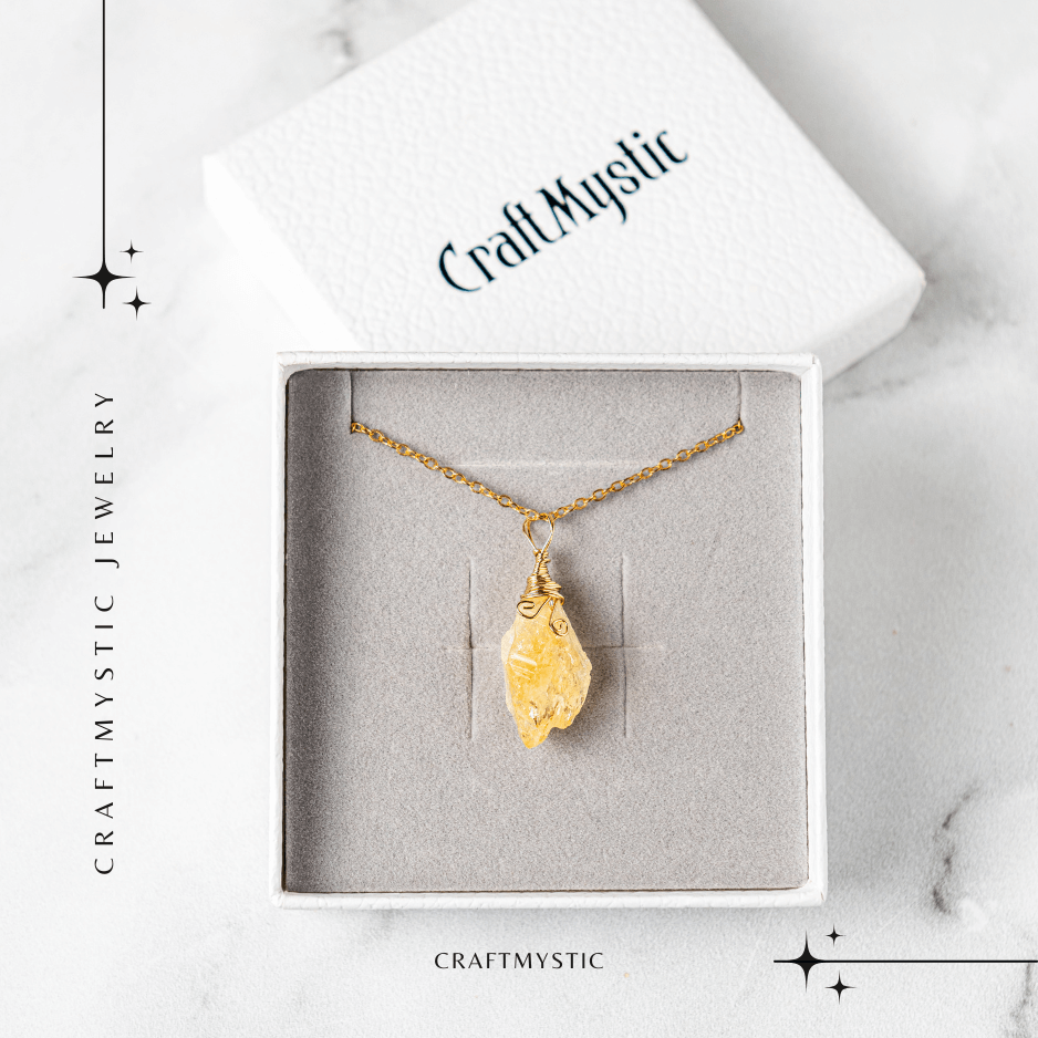 Colier auriu cu Citrin Brut – Prosperitate si Energie Pozitiva [6]