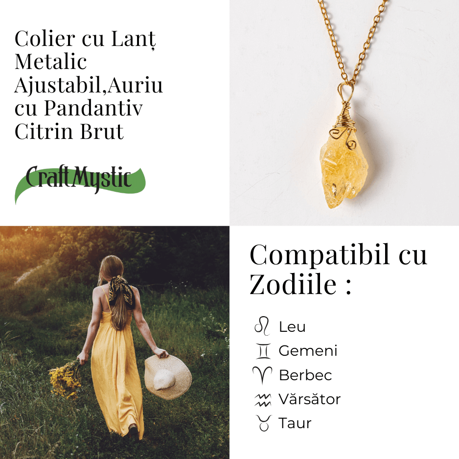 Colier auriu cu Citrin Brut – Prosperitate si Energie Pozitiva [4]