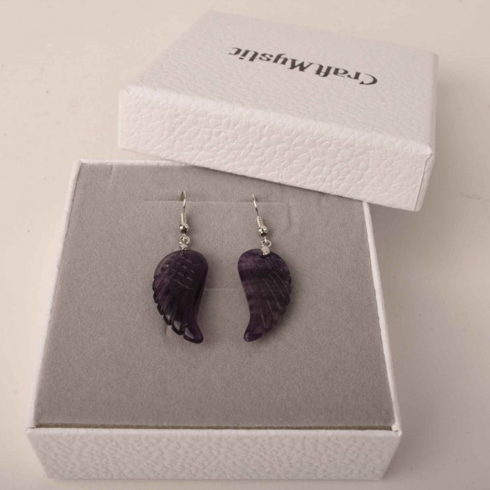 Cercei aripi de inger din piatra semipretioasa Fluorit 3 cm [4]