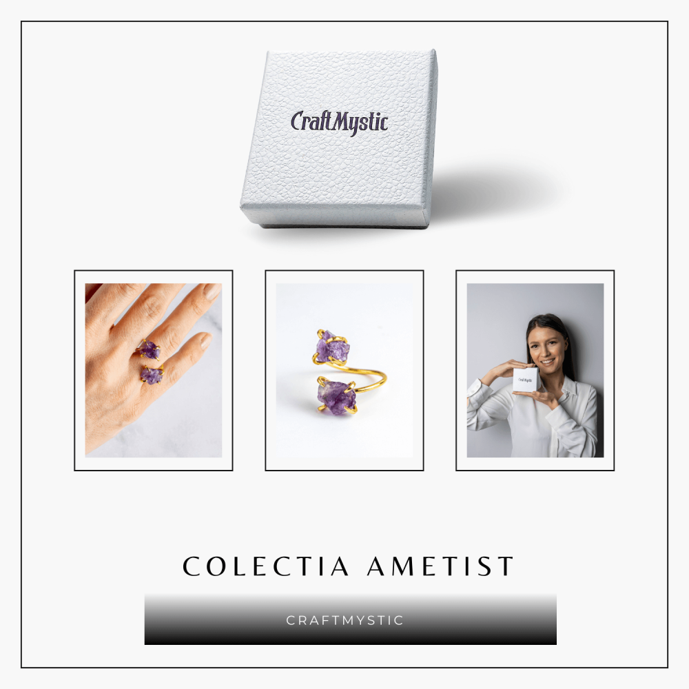 Talismanul Echilibrului – Inel Auriu cu Ametist pentru Calmul Mintii [8]