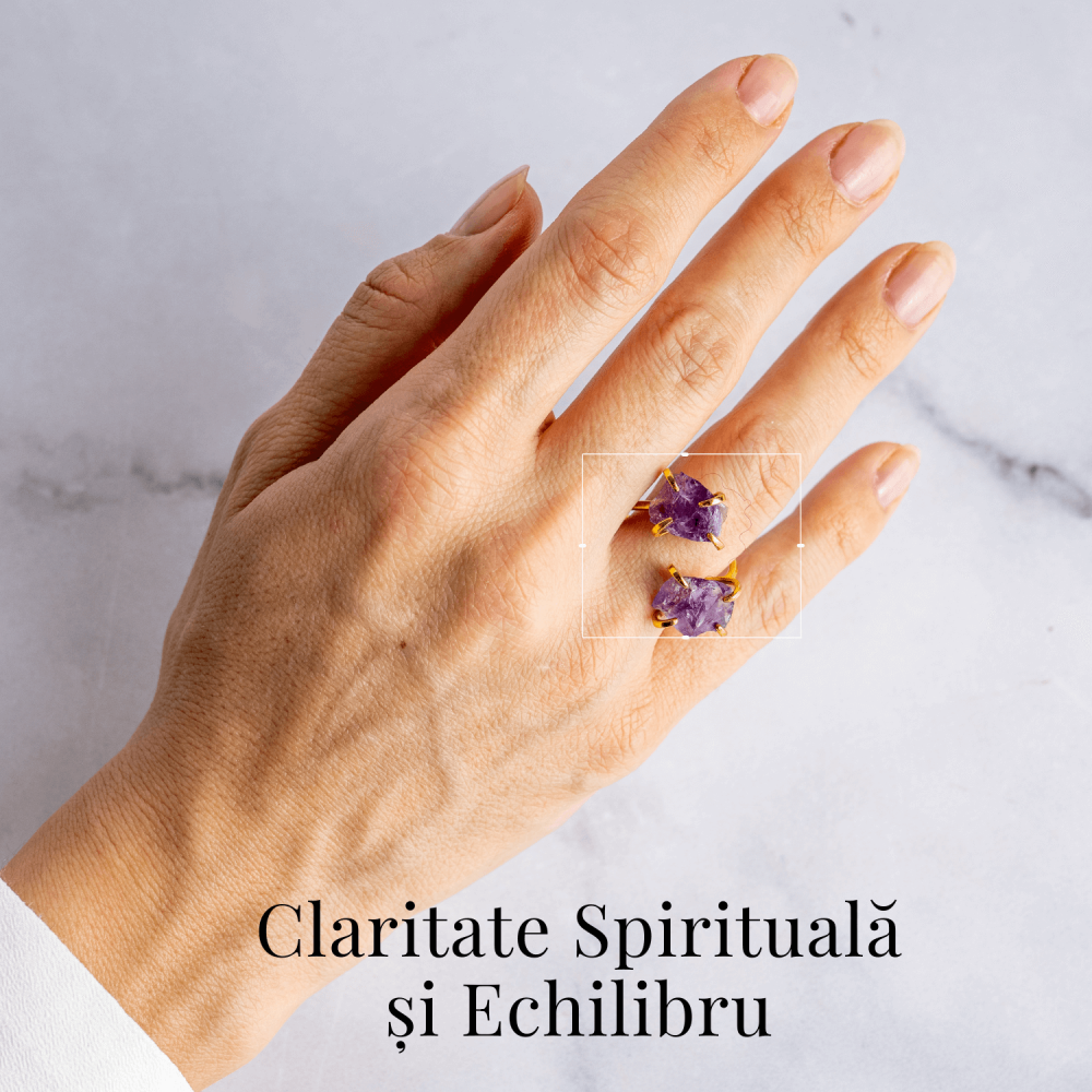 Talismanul Echilibrului – Inel Auriu cu Ametist pentru Calmul Mintii [2]