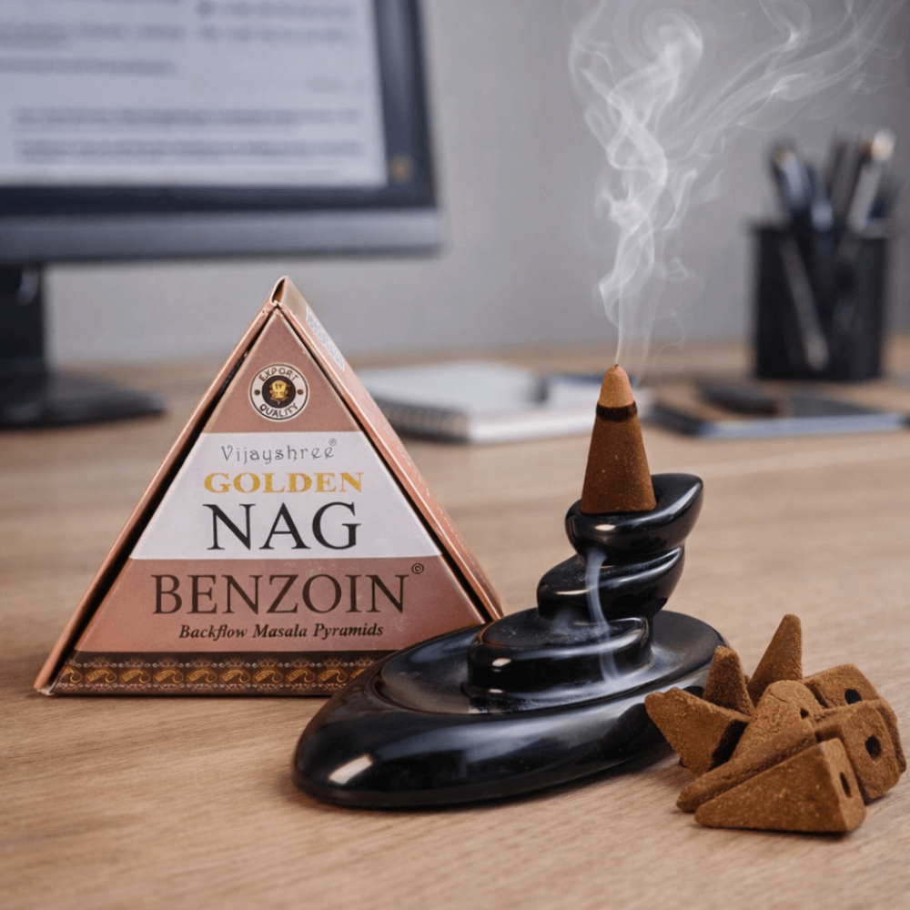 Conuri Parfumate Backflow Golden Nag Benzoin – Piramida Sacra pentru Protectie si Purificare Energetica [2]