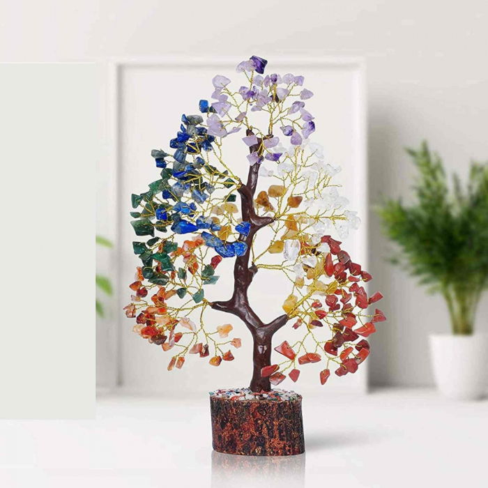 Copac arborele vietii premium - Arbore din cristale pentru energie pozitiva, realizat manual cu sapte pietre chakre, cristale si pietre vindecatoare [5]