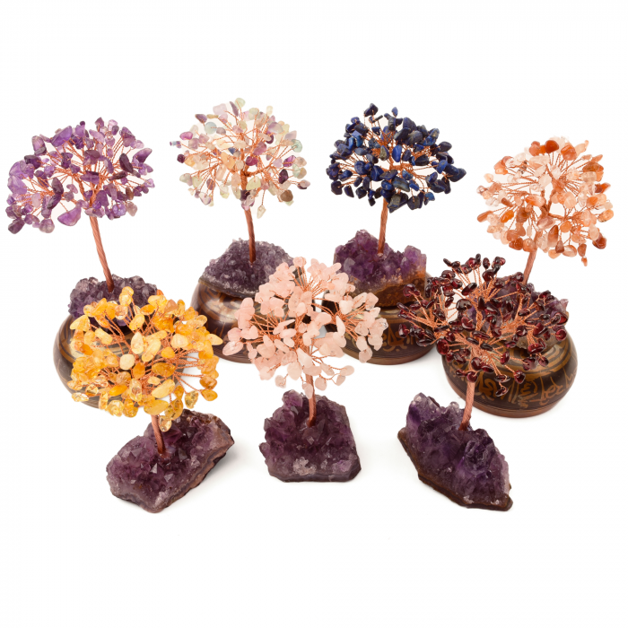 Copacel 12-13 cm cu 108 pietre naturale semipretioase Agat Rosu pe baza de Ametist cluster [5]