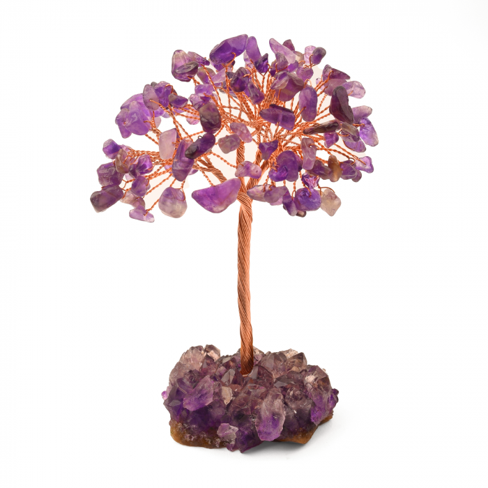 Copacel 12-13 cm cu 108 pietre naturale semipretioase Ametist pe baza de Ametist cluster [1]