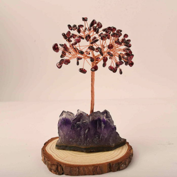 Copacel 12-13 cm cu 108 pietre naturale semipretioase Citrin pe baza de Ametist cluster - Arborele vietii pentru noroc, decor interior, exterior [7]