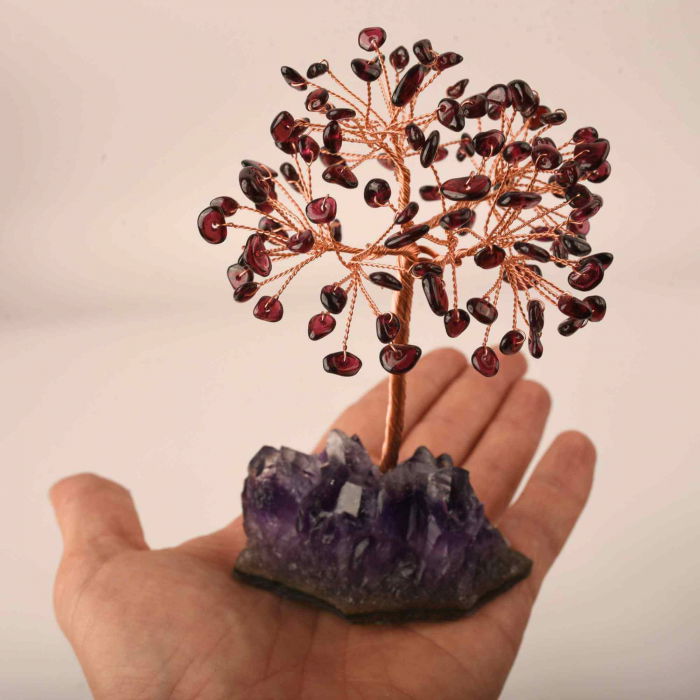 Copacel 12-13 cm cu 108 pietre naturale semipretioase Citrin pe baza de Ametist cluster - Arborele vietii pentru noroc, decor interior, exterior [6]