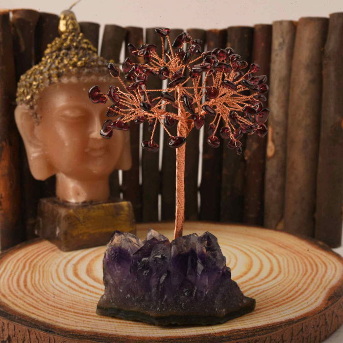 Copacel 12-13 cm cu 108 pietre naturale semipretioase Citrin pe baza de Ametist cluster - Arborele vietii pentru noroc, decor interior, exterior [5]