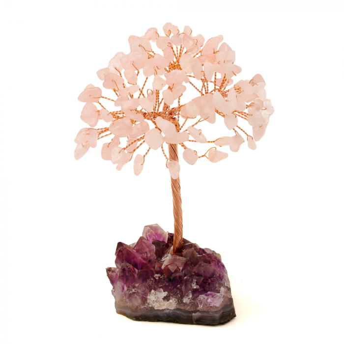 Copacel 12-13 cm cu 108 pietre naturale semipretioase Fluorit pe baza de Ametist cluster - Sprijina calmitatea, concentrarea si cresterea intuitiei [1]