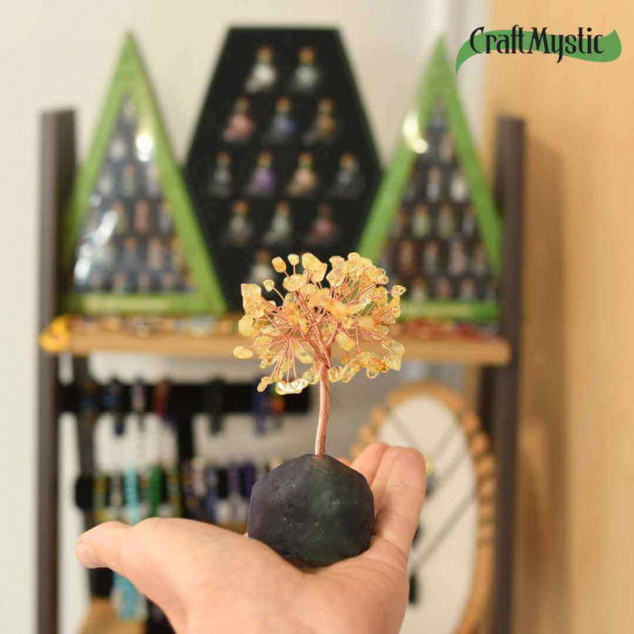 Copacel 12 cm din cristale semipretioase Citrin si baza de Fluorit - Aduce prosperitate, succes, echilibru mental [4]