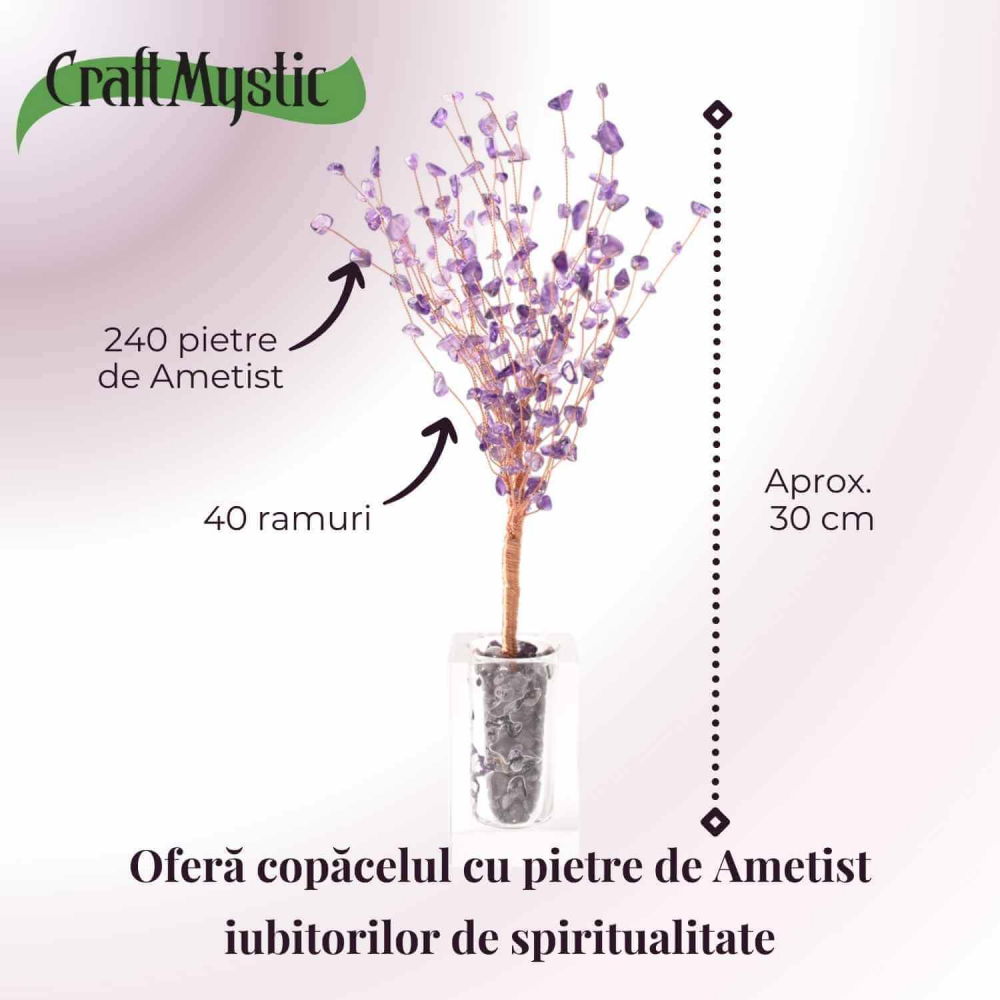 Copacel tip vaza cu pietre naturale de ametist si umplutura de pietre naturale de ametist [7]