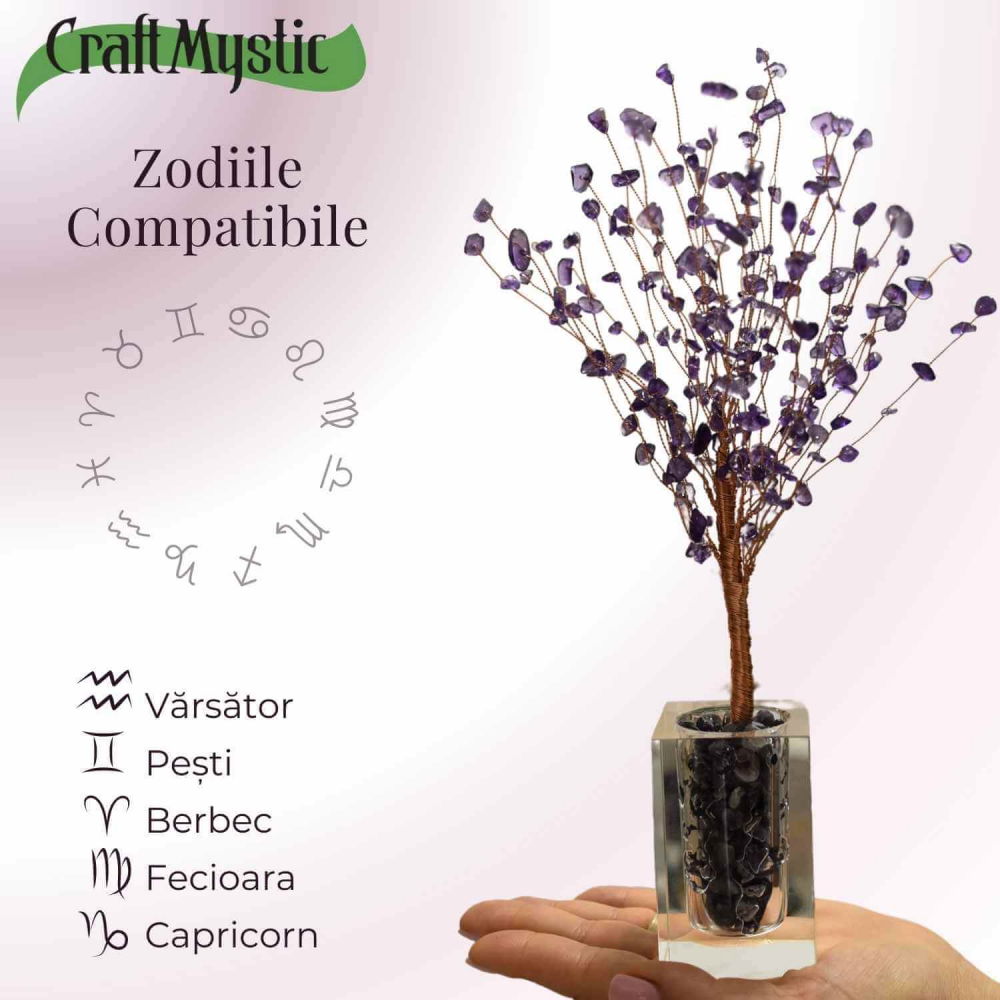 Copacel tip vaza cu pietre naturale de ametist si umplutura de pietre naturale de ametist [4]