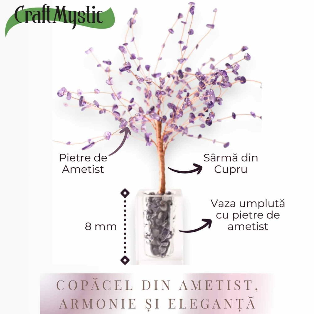 Copacel tip vaza cu pietre naturale de ametist si umplutura de pietre naturale de ametist [6]