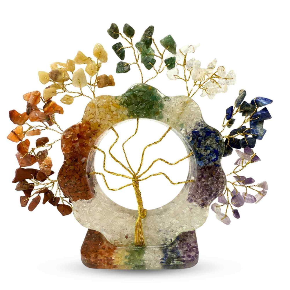 Copacel Orgonic Floare cu 7 Pietre Naturale – Echilibru Chakre 15x15 cm [1]