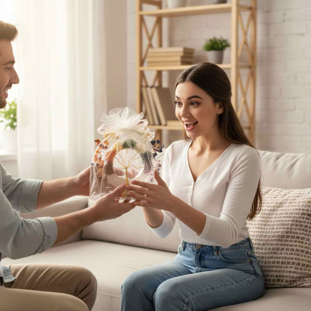 Copacel Orgonic Floare cu 7 Pietre Naturale – Echilibru Chakre 15x15 cm [3]