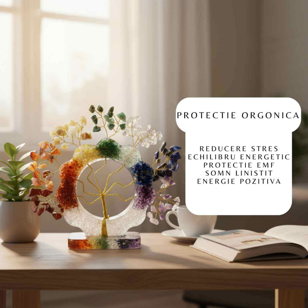 Copacel Orgonic Floare cu 7 Pietre Naturale – Echilibru Chakre 15x15 cm [2]