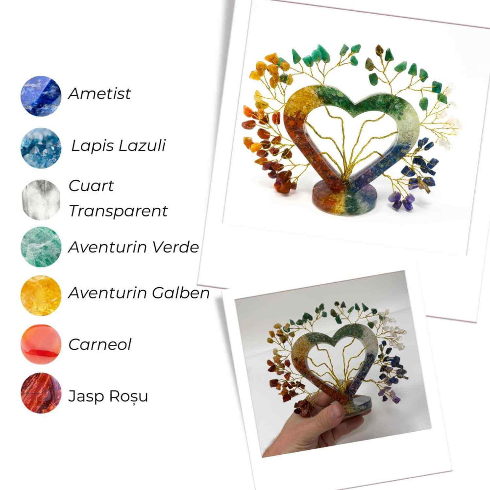 Copacel Orgon cu 7 Pietre Naturale – Forma Inima pentru Echilibrarea Chakrelor [5]
