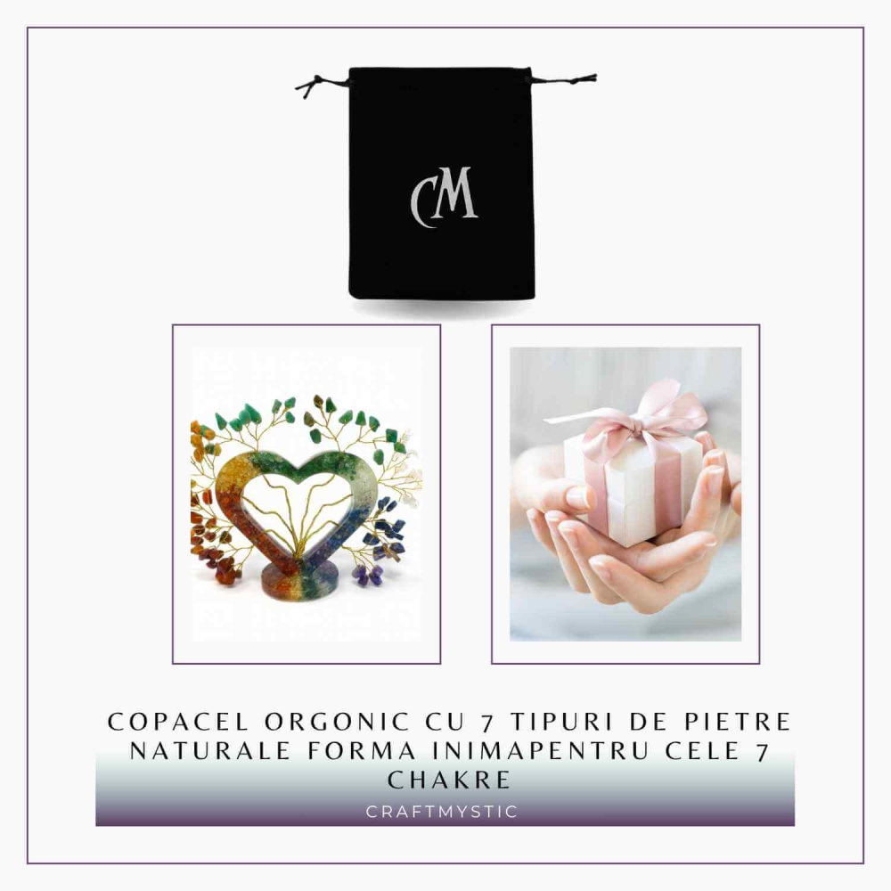 Copacel Orgon cu 7 Pietre Naturale – Forma Inima pentru Echilibrarea Chakrelor [3]