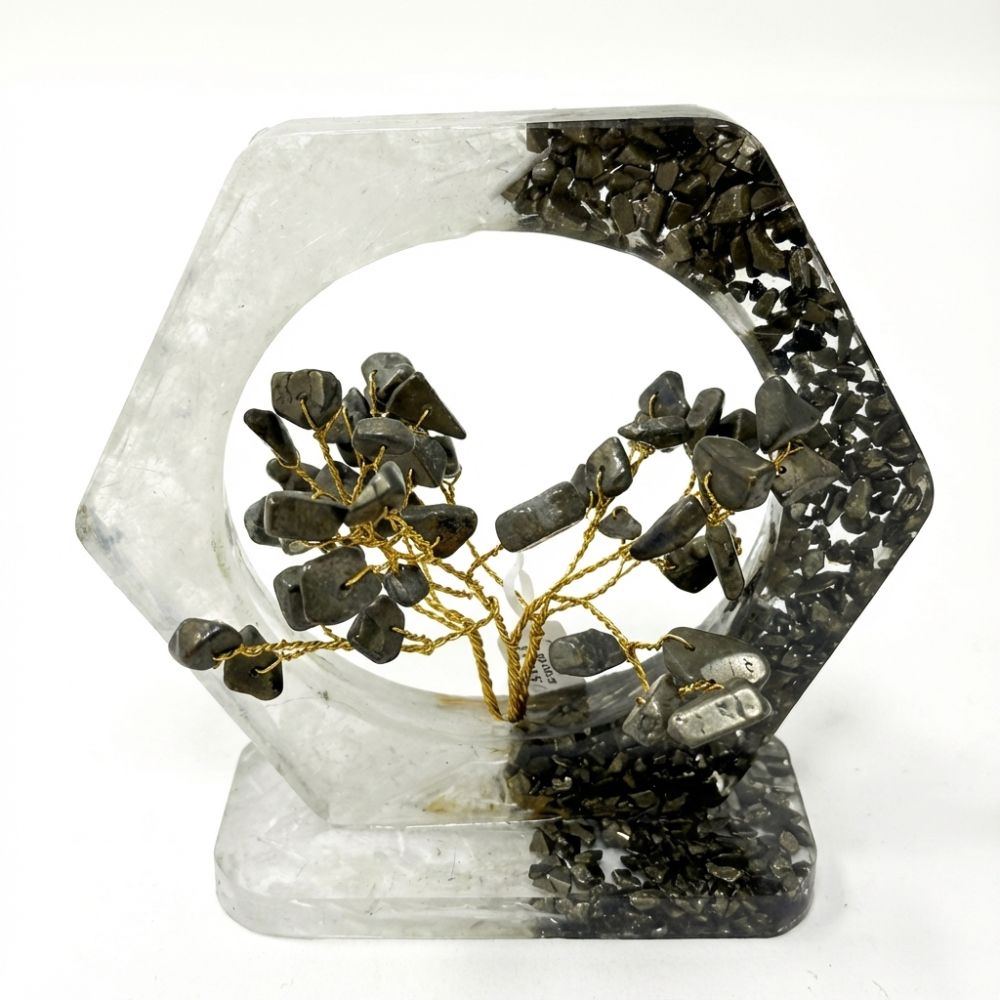 Copac Orgon cu Pirita si Selenit – Forma Hexagonala 10×10 cm [1]