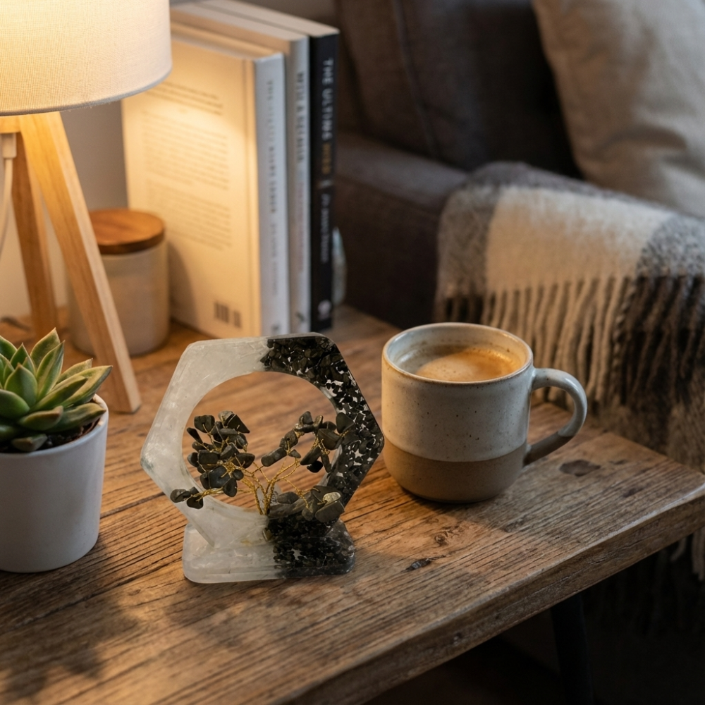 Copac Orgon cu Pirita si Selenit – Forma Hexagonala 10×10 cm [4]