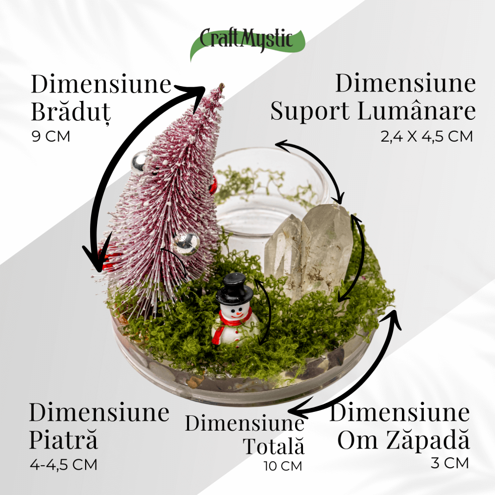 Suport Lumanare cu Cuart Transparent – Claritate, Lumină si Energie Festiva [4]