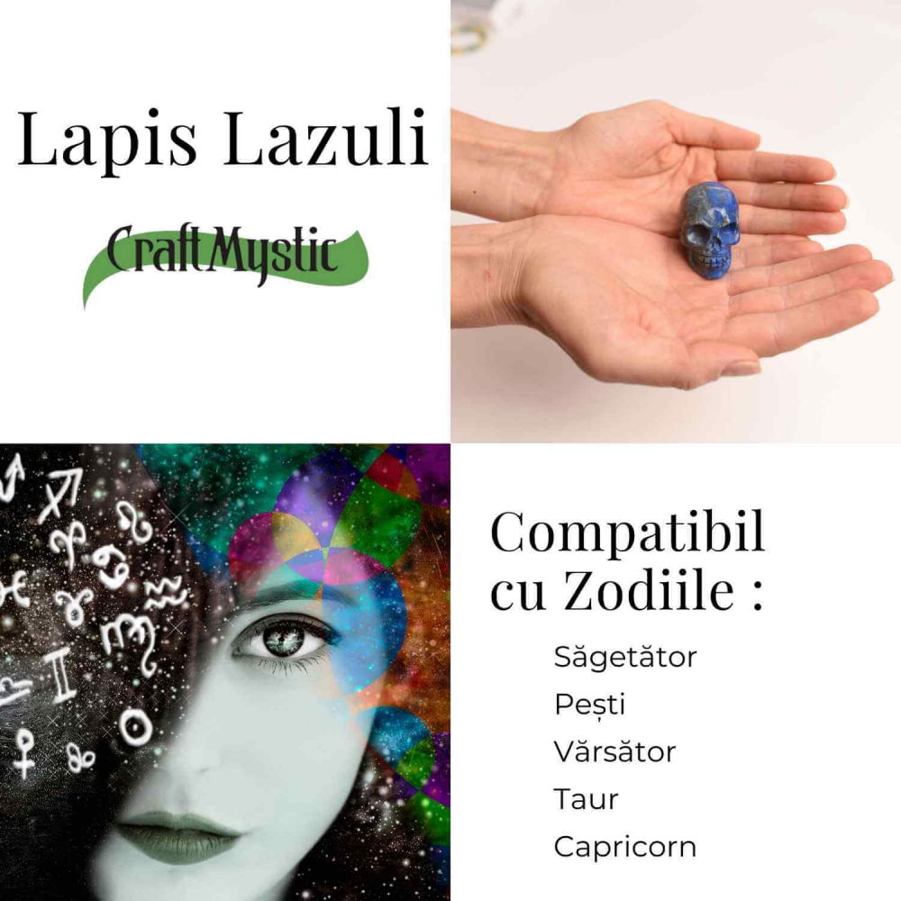 Craniu Sculptat Manual din Lapis Lazuli - Claritate si Protectie [4]