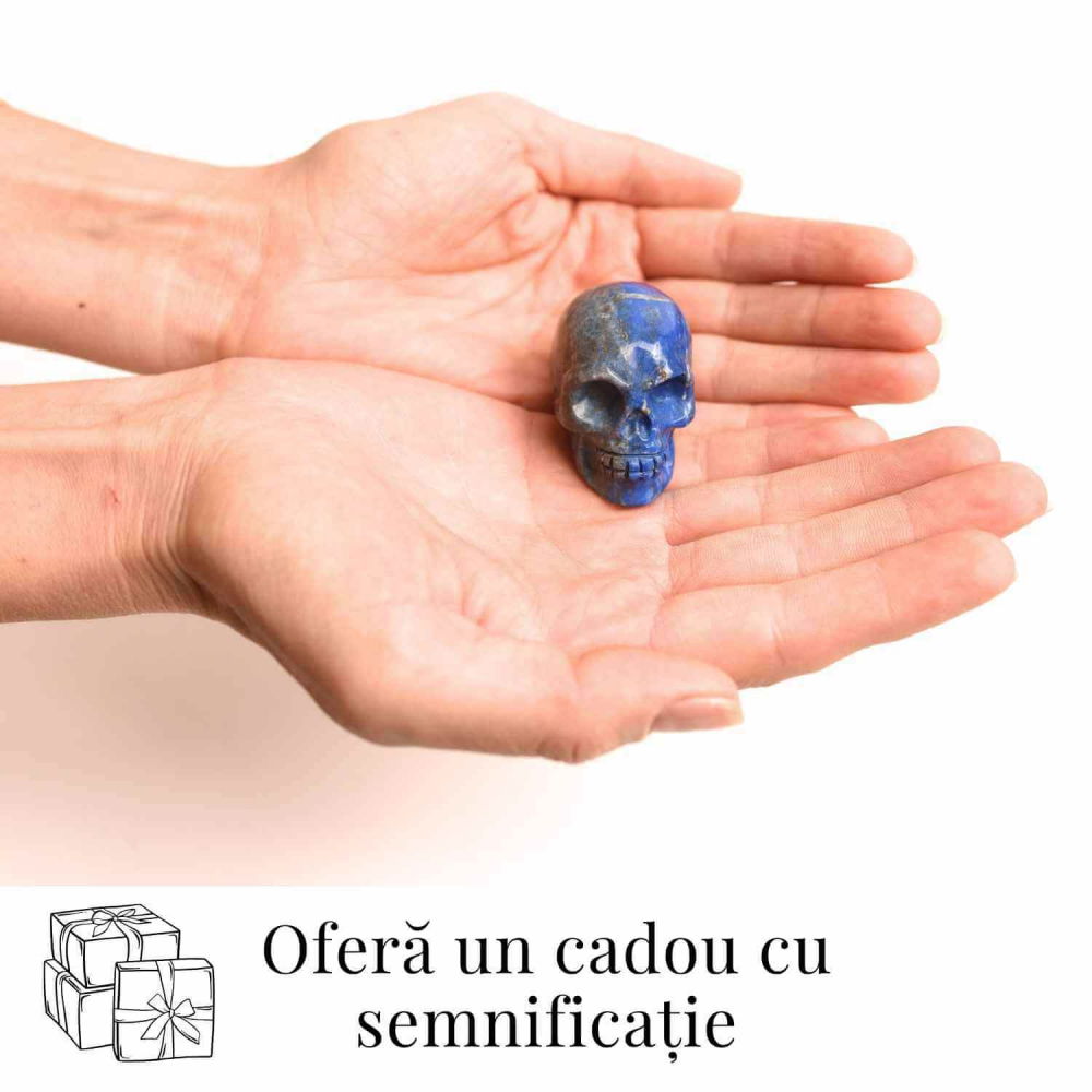 Craniu Sculptat Manual din Lapis Lazuli - Claritate si Protectie [6]