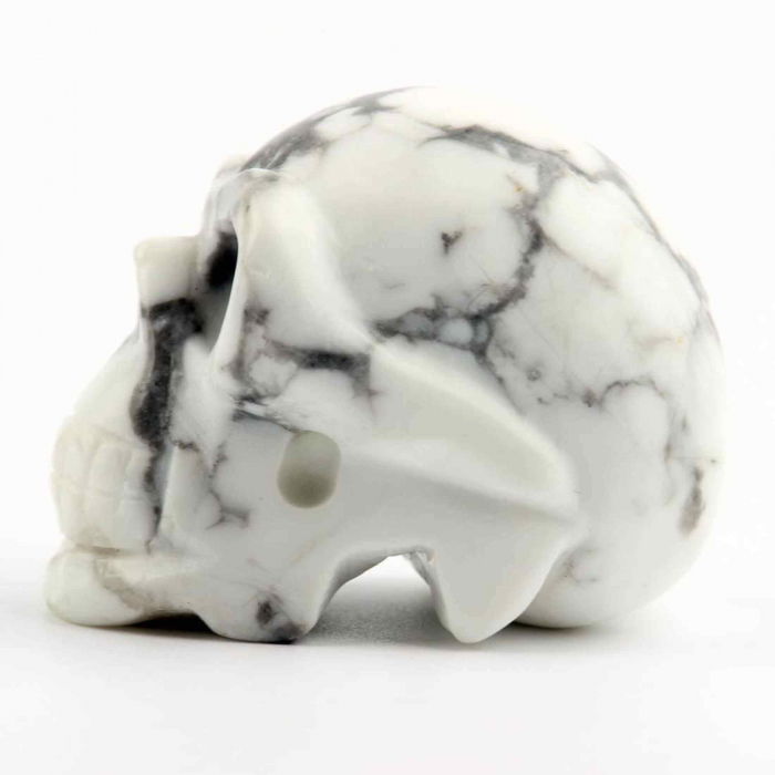 Craniu 5 cm sculptat manual din cristal de Turcoaz Alb piatra semipretioasa vindecatoare Figurina artistica pentru decor de Halloween, decoratiune pentru biroul de acasa [7]