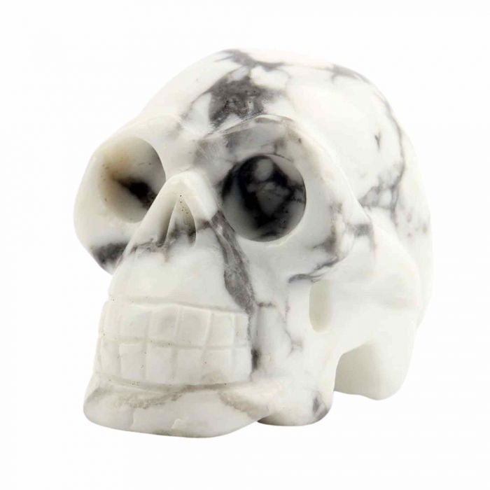 Craniu 5 cm sculptat manual din cristal de Turcoaz Alb piatra semipretioasa vindecatoare Figurina artistica pentru decor de Halloween, decoratiune pentru biroul de acasa [1]