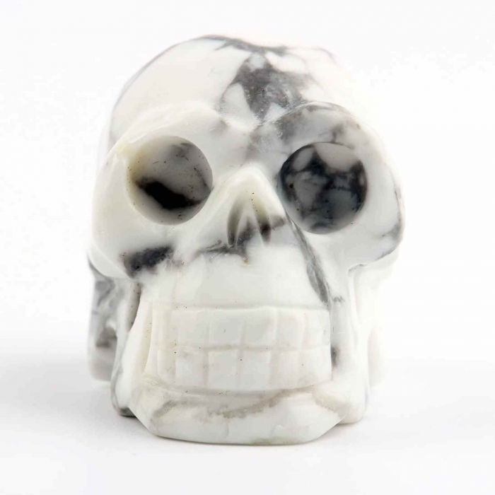 Craniu 5 cm sculptat manual din cristal de Turcoaz Alb piatra semipretioasa vindecatoare Figurina artistica pentru decor de Halloween, decoratiune pentru biroul de acasa [8]