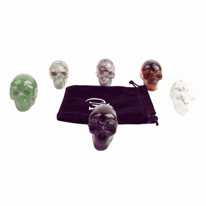 Craniu 5 cm sculptat manual din cristal de Aventurin piatra semipretioasa vindecatoare Figurina artistica pentru decor de Halloween, decoratiune pentru biroul de acasa [3]