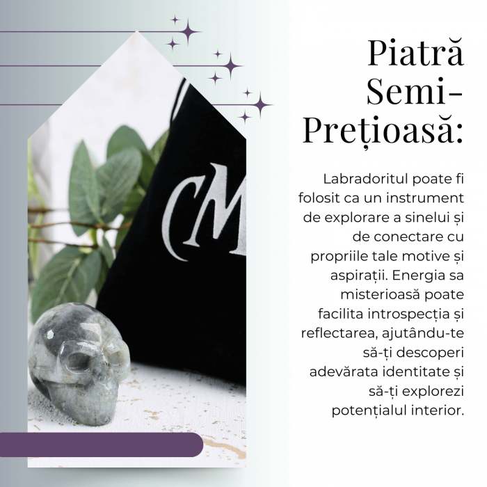 Figurina Craniu din Labradorit Natural, 5 cm - Sprijina Transformarea si Protectia Energetica [2]