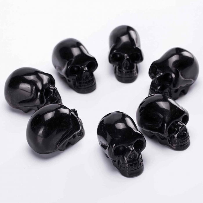 Craniu 5 cm sculptat manual din cristal de Obsidian piatra semipretioasa vindecatoare Figurina artistica pentru decor de Halloween, decoratiune pentru biroul de acasa [7]