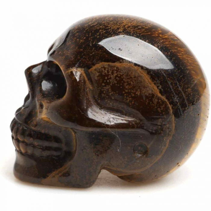 Craniu 5 cm sculptat manual din cristal de Ochi de tigru piatra semipretioasa vindecatoare Figurină artistica pentru decor de Halloween, decoraratiune pentru biroul de acasa [5]
