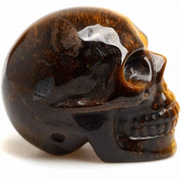 Craniu 5 cm sculptat manual din cristal de Ochi de tigru piatra semipretioasa vindecatoare Figurină artistica pentru decor de Halloween, decoraratiune pentru biroul de acasa [6]