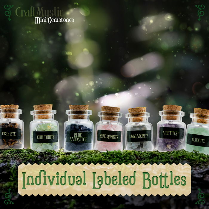 Set 21 Sticlute cu Mini Cristale si Pietre Semipretioase pentru Ritualuri Magice [7]