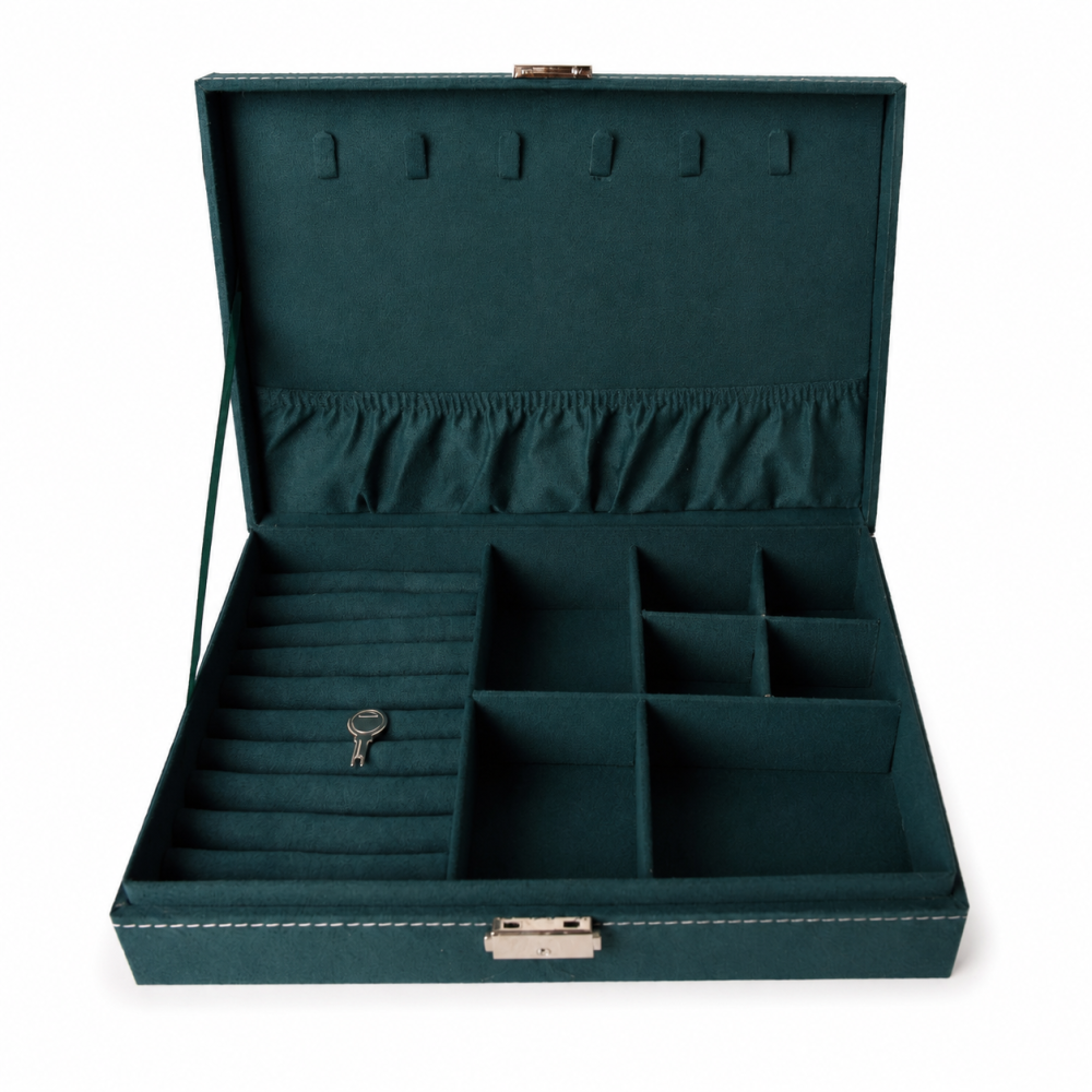 Cutie Dreptunghiulara pentru Bijuterii din Catifea Verde – Organizare Eleganta si Protectie [6]