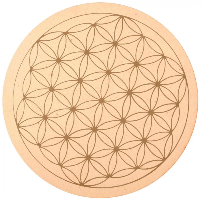Grila din Lemn pentru Cristale cu Modelul Florii Vietii, Diametru 25 cm [1]