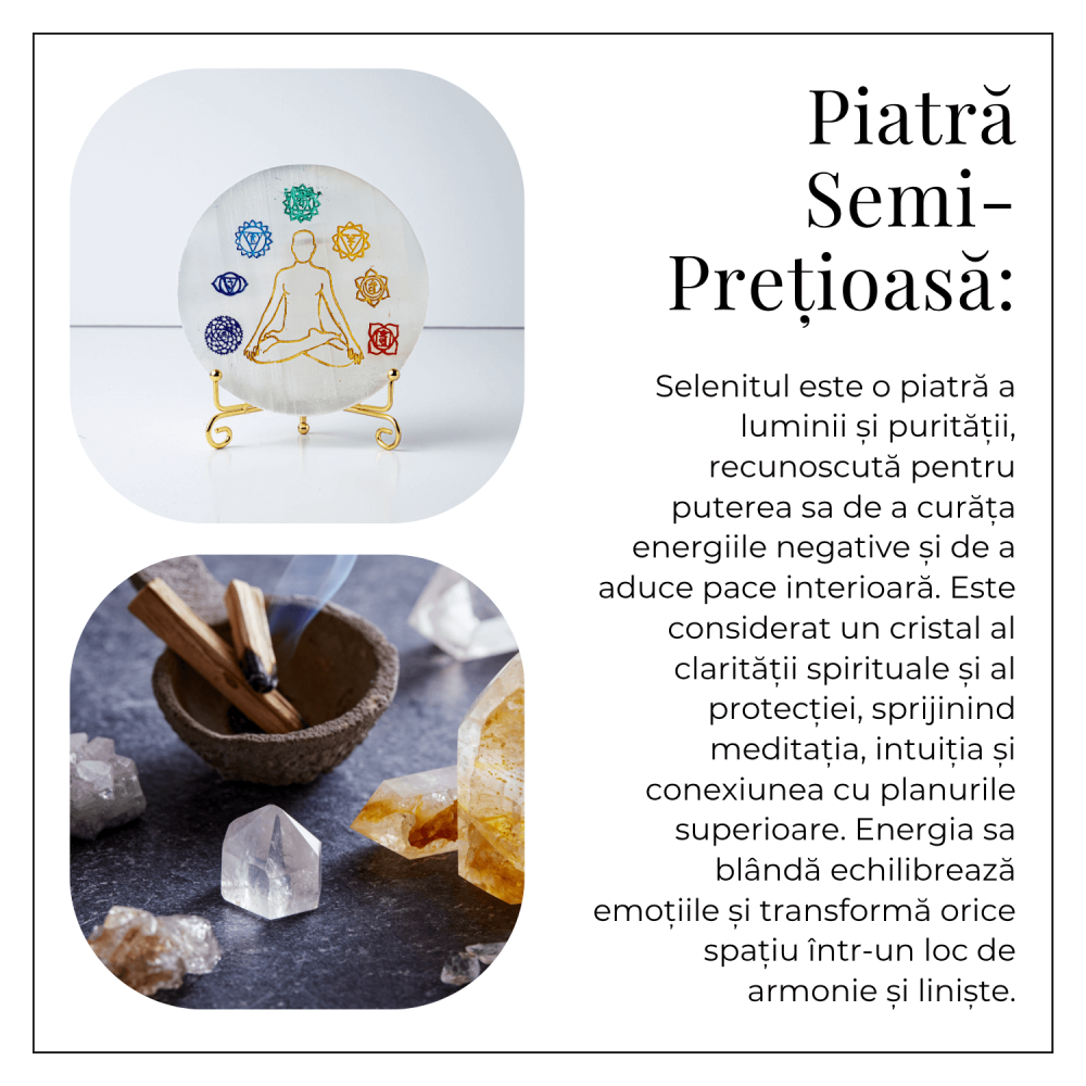 Disc Rotund din Selenit Natural Marocan – Placa Chakrelor pentru Purificare Energetica si Armonie in Spatiu [7]