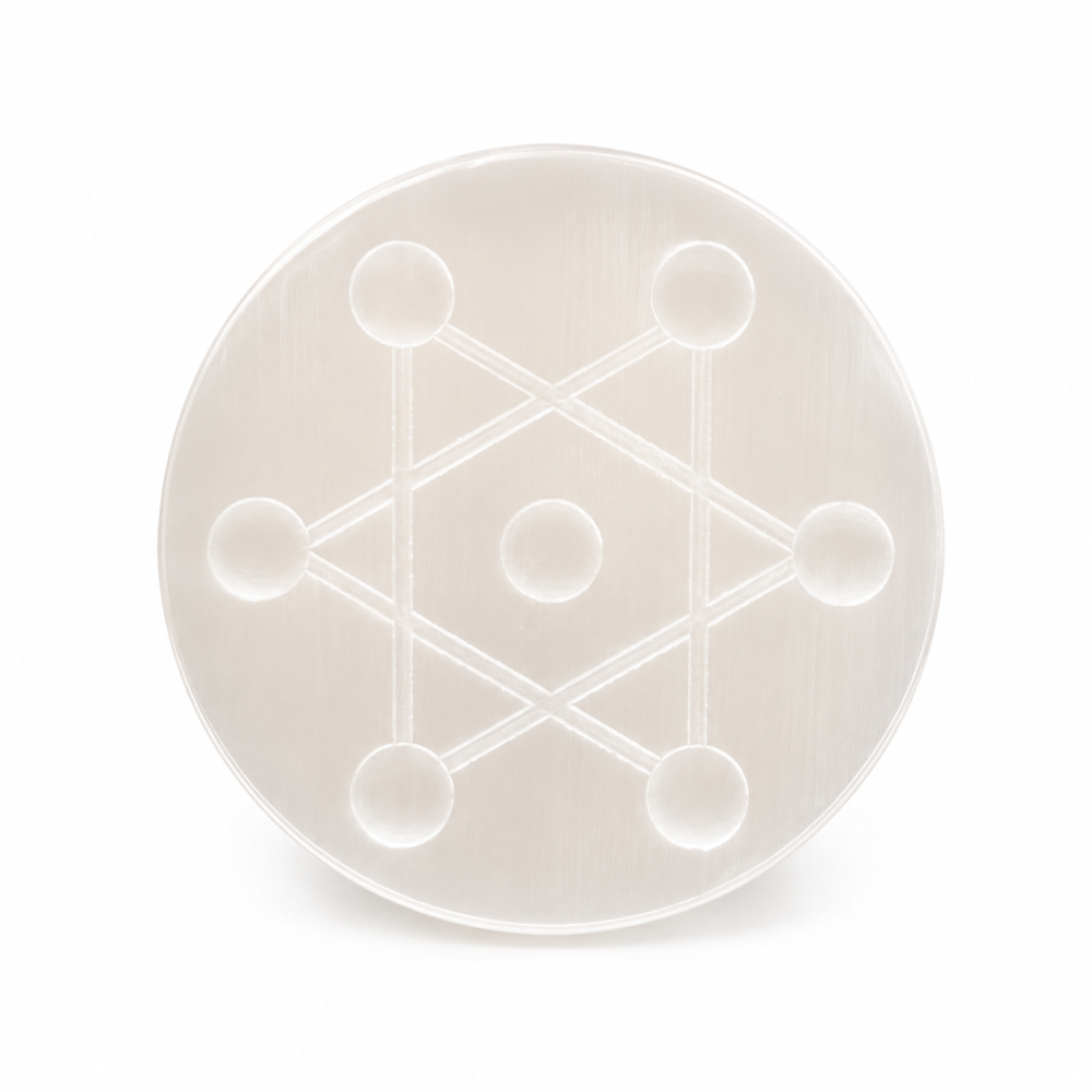 Placa din Selenit cu Simbolul Cubului lui Metatron – Purificare si Armonizare Energetica [1]
