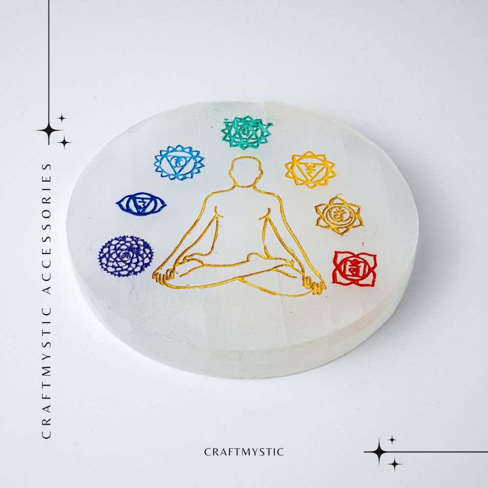 Disc Rotund din Selenit Natural Marocan – Placa Chakrelor pentru Purificare Energetica si Armonie in Spatiu [8]