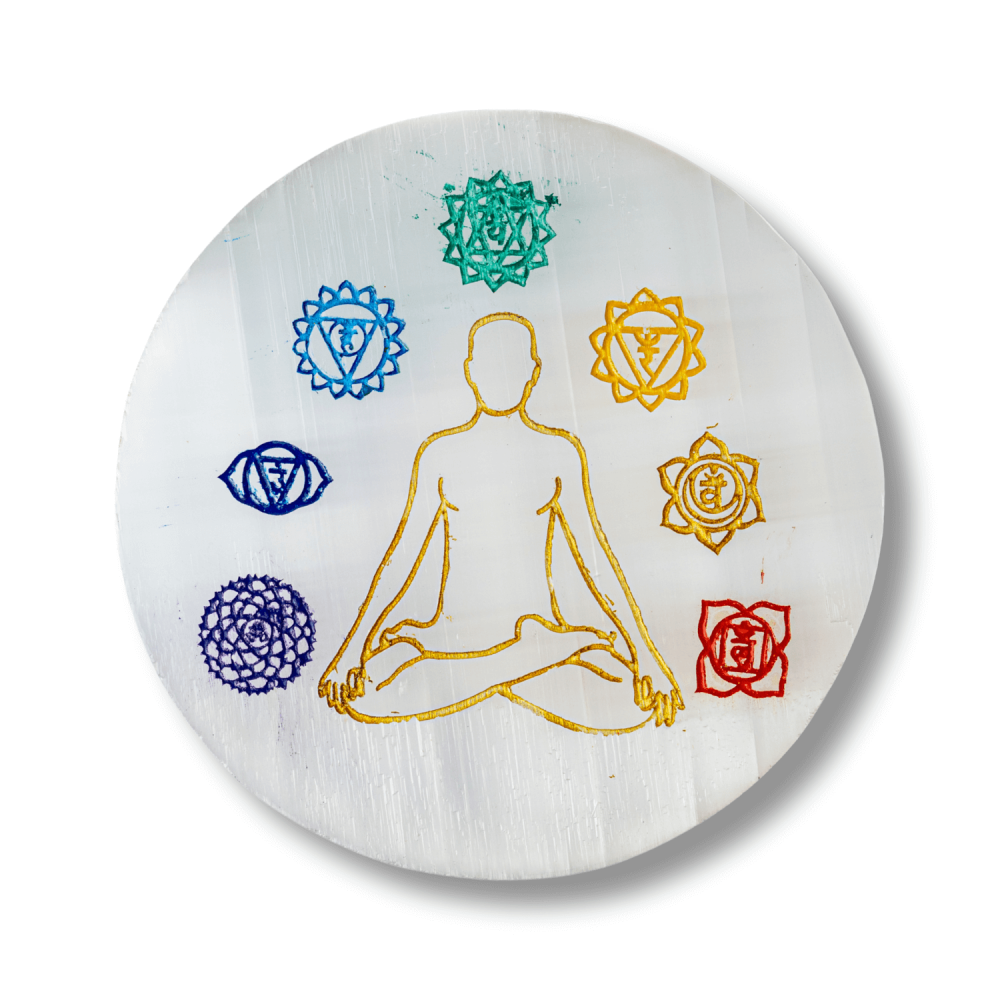 Disc Rotund din Selenit Natural Marocan – Placa Chakrelor pentru Purificare Energetica si Armonie in Spatiu [1]
